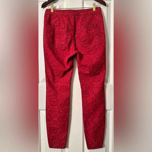 PILCRO Anthropologie Flocked High Rise Leggings size 28  Cranberry PRISTINE - Picture 4 of 12